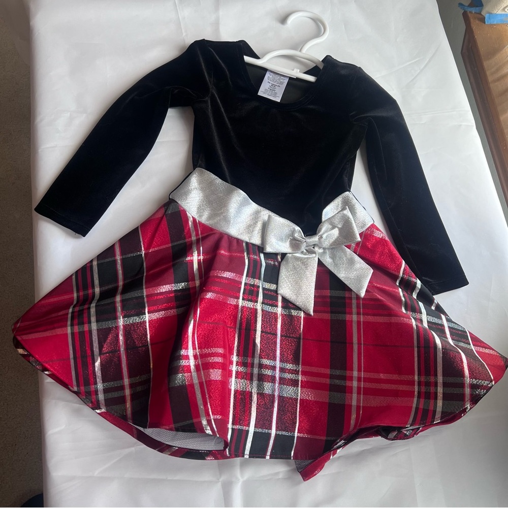 Bonnie Jean Plaid Dress, Toddler Infant Girl’s Sparkly Holiday Dress Size 3T